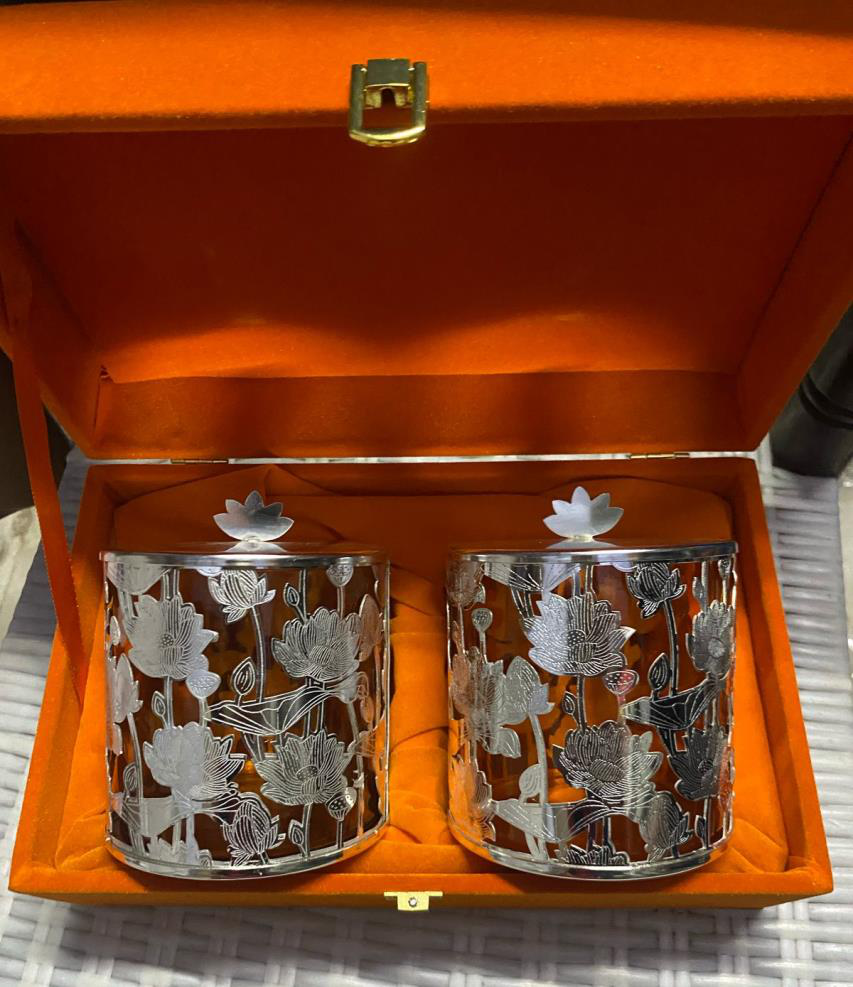 Silver Jar set (Size: 4 inch of jar)